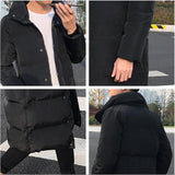 Mens Long Down Jacket Coat Winter Parkas Thick Warm Slim Fit Male Overcoat - Size Xxxxl Black