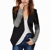 Sequins Slim Casual Women Suit - Black S