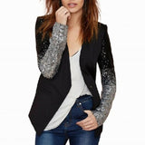 Sequins Slim Casual Women Suit - Black S