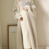 Loose Bat Plus Size Thickened Nightgown Women Knitted Cardigan Sweater Coat White Free Size