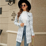 Autumn And Winter Long Sweater Collision Colour Knitted Cardigan Trench Coat - Houndstooth - S