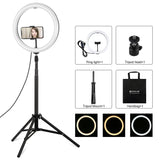 11.8 Led Ring Light With Tripod And Phone Clamp - 3 Modes Dual Colour Temperature Dimmable - Black