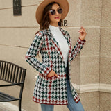 Autumn And Winter Long Sweater Collision Colour Knitted Cardigan Trench Coat - Houndstooth - M