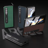 Premium Leather Phone Case With Holder For Samsung Galaxy Z Fold 4 / 5G - Luxury Design