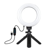 6.2 Led Ring Light With Usb 3 Modes Dimmable Vlogging Photography Video Pocket Tripod Mount Cold Shoe Ball Head Black