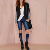 Sequins Slim Casual Women Suit - Black M