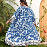 Ladies Beach Printed Shawl Vacation Bikini Sun Protection Cardigan Blouse - Size One Size Black 3816-3