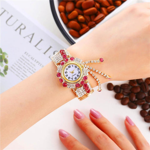 Diamond Pendant Quartz Bracelet Watch for Women - Wild and Unique - Pink