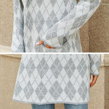 Autumn And Winter Long Sweater Collision Colour Knitted Cardigan Trench Coat - Dark Grey - M