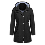 Casual Women Waterproof Waist Hooded Long Coat - Size XL - Sky Blue