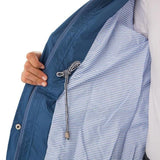 Casual Women Waterproof Waist Hooded Long Coat - Sky Blue - Xxl