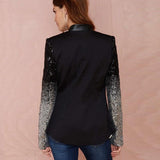 Sequins Slim Casual Women Suit - Black L