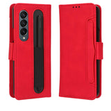 Samsung Galaxy Z Fold 4 5G Leather Phone Case With Card Slots And Calf Texture