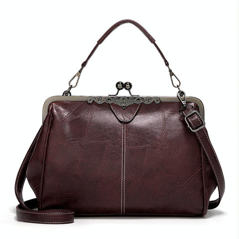 Adjustable Leather Crossbody Bag With Vintage Buckle