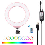 Dimmable 6.2 Usb Rgbw Led Ring Light With Cold Shoe Tripod & Remote