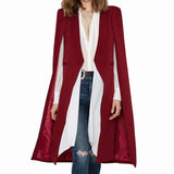 Women Casual Cape Unbuttoned Shawl Coat Red - M