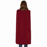 Women Casual Cape Unbuttoned Shawl Coat Red - M