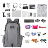 Grey Canvas Dual-Shoulder Laptop Backpack - Portable Outdoor