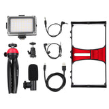 Live Broadcast Vlogging Kit With Led Light Microphone Tripod & Cold Shoe Head