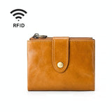 Leather Rfid Wallet With Dual Zippers