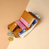 Leather Rfid Wallet With Dual Zippers