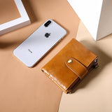 Leather Rfid Wallet With Dual Zippers