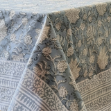 Kolka Poppy Hand Block-Printed and Screen-Printed Textiles Tablecloth - Blue In Australia - Darrahopens