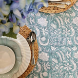 Kolka Poppy Hand Block-Printed and Screen-Printed Textiles Tablecloth - Blue In Australia - Darrahopens