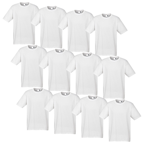 12X BULK Plain T Shirt 100% COTTON Assorted Colours S - XXL Mens Womens Top - White