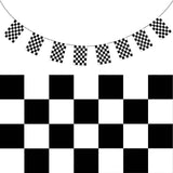 CHECKERED BUNTING FLAG Race Car Chequered Flag Banner Hanging Decoration Rectangular - 32.4 Metres