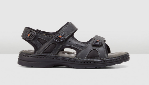 HUSH PUPPIES SIMMER Mens Leather Adjustable Strap Comfort Sandals Shoes - Black In Australia - Darrahopens