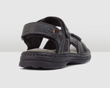 HUSH PUPPIES SIMMER Mens Leather Adjustable Strap Comfort Sandals Shoes - Black
