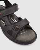 HUSH PUPPIES SIMMER Mens Leather Adjustable Strap Comfort Sandals Shoes - Black In Australia - Darrahopens