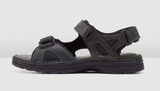 HUSH PUPPIES SIMMER Mens Leather Adjustable Strap Comfort Sandals Shoes - Black In Australia - Darrahopens