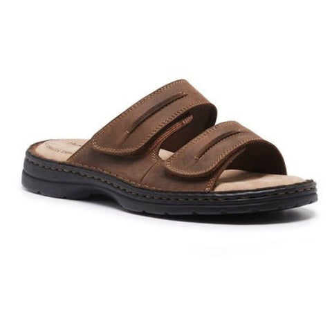 Hush Puppies Slider Mens Leather Adjustable Strap Sandals Slippers Shoes - Brown In Australia - Darrahopens