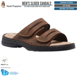 Hush Puppies Slider Mens Leather Adjustable Strap Sandals Slippers Shoes - Brown In Australia - Darrahopens