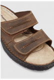 Hush Puppies Slider Mens Leather Adjustable Strap Sandals Slippers Shoes - Brown In Australia - Darrahopens