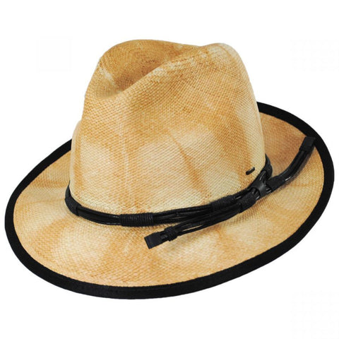 Bailey Mens Clafin Tie Dye Palm Straw Hat Fedora Woven - Tea In Australia - Darrahopens