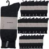 24 Pairs PREMIUM BAMBOO SOCKS Mens Heavy Duty Thick Work Socks BULK Cushion - Charcoal Grey