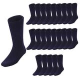 24 Pairs BAMBOO SOCKS Mens Heavy Duty Premium Thick Work Socks Cushion BULK - Navy Blue
