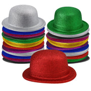 24x GLITTER BOWLER HAT Fancy Party Plastic Costume Cap Fun Dress Up Sparkle BULK - Assorted Colours In Australia - Darrahopens
