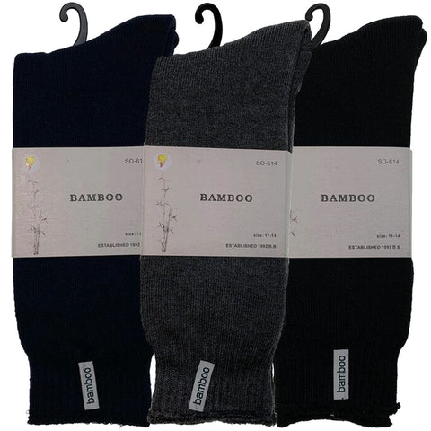3 Pairs PREMIUM BAMBOO SOCKS Mens Heavy Duty Thick Work Socks BULK Cushion - Assorted Colour Pack - 11-14