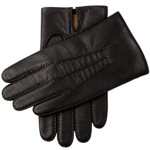 Kent Mens Perforated Leather Gloves 3 Point Stitch Palm Vent Lined - Black In Australia - Darrahopens