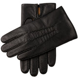 Kent Mens Perforated Leather Gloves 3 Point Stitch Palm Vent Lined - Black