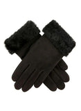 Dents Womens Louisa Sheepskin Gloves Winter Ladies Glove - Suede Black