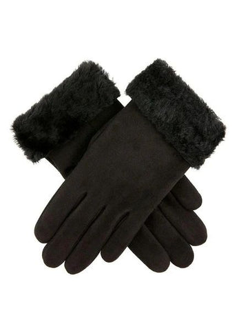 Dents Womens Louisa Sheepskin Gloves Winter Ladies Glove - Suede Black