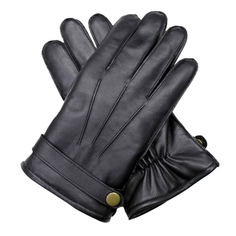Dents Mens Wool Knit Lined Leather Gloves with Strap and Stud Warm Winter - Black In Australia - Darrahopens