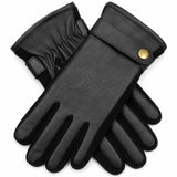 Mens Premium Kangaroo Leather Gloves Strap Stud Fastening Winter Warm - Black In Australia - Darrahopens