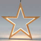 2x Large Bamboo Star LED Hanging Lamp Light Home Decor Lighting  - Natural