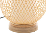 Natural Woven Bamboo Oval Table Lamp Light Shade Boho Tropical Coastal